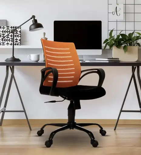 Atom Breathable Mesh Ergonomic Chair – Black & Orange 