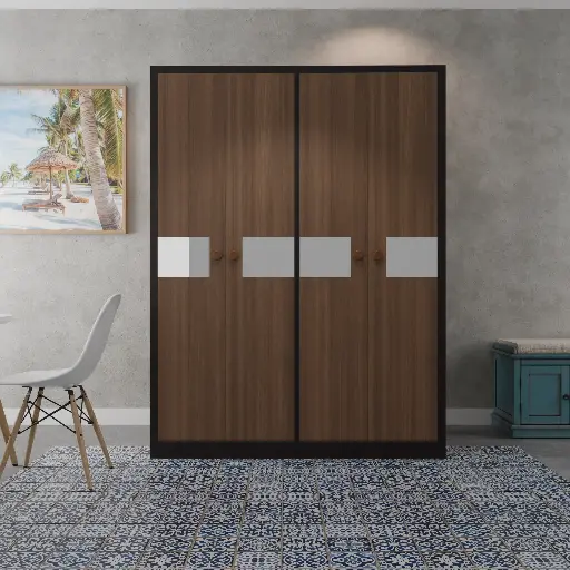 LuxeLock wooden almirah with glass