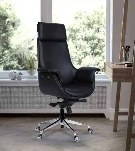 Flow Leatherette High-Back Office Chair – Black