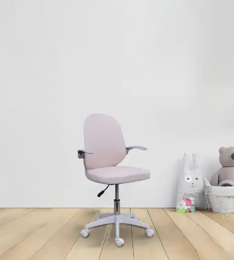 Mark Fabric Ergonomic Chair – White & Light Pink 