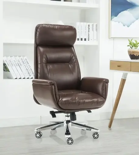 Lincoln High-Back Leatherette Executive Chair – Brown 