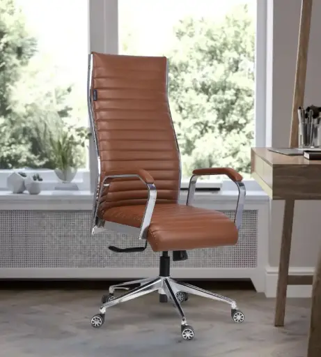 Global Leatherette High-Back Office Chair – Tan
