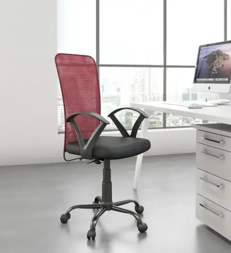 Breathable Mesh Ergonomic Chair – Maroon | ArdasInterior