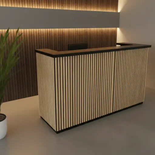 Linea Reception Counter – Modern Wooden Front Desk