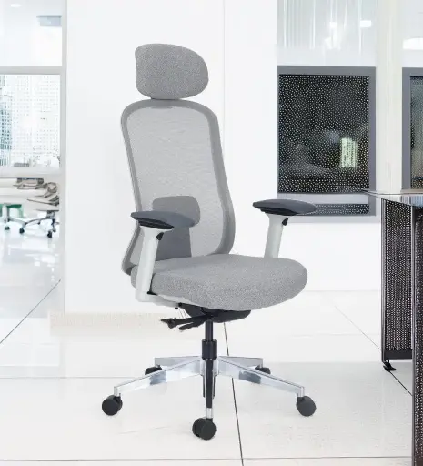 LumbarLux Aero Chair in White & Grey Colour